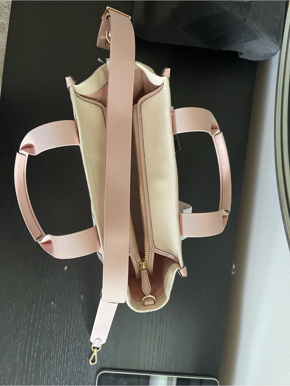 kate spade Canvas Tote with Blush Pink Straps - Picture 9 of 10